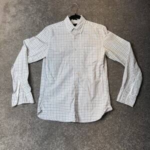 J.Crew Men’s Slim-Fit Blue Beige Check‎ Shirt S Button Down Long Sleeve Cotton